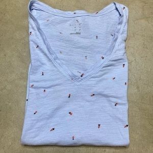 Lady Bug V Neck Short-sleeve Top light blue size small‎